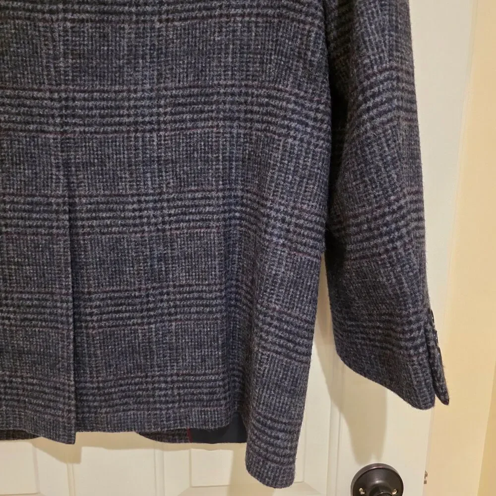 Vintage Hunt Valley Mens 42R Blazer Sport Coat Blue Plaid TWEED USA 2 button USA